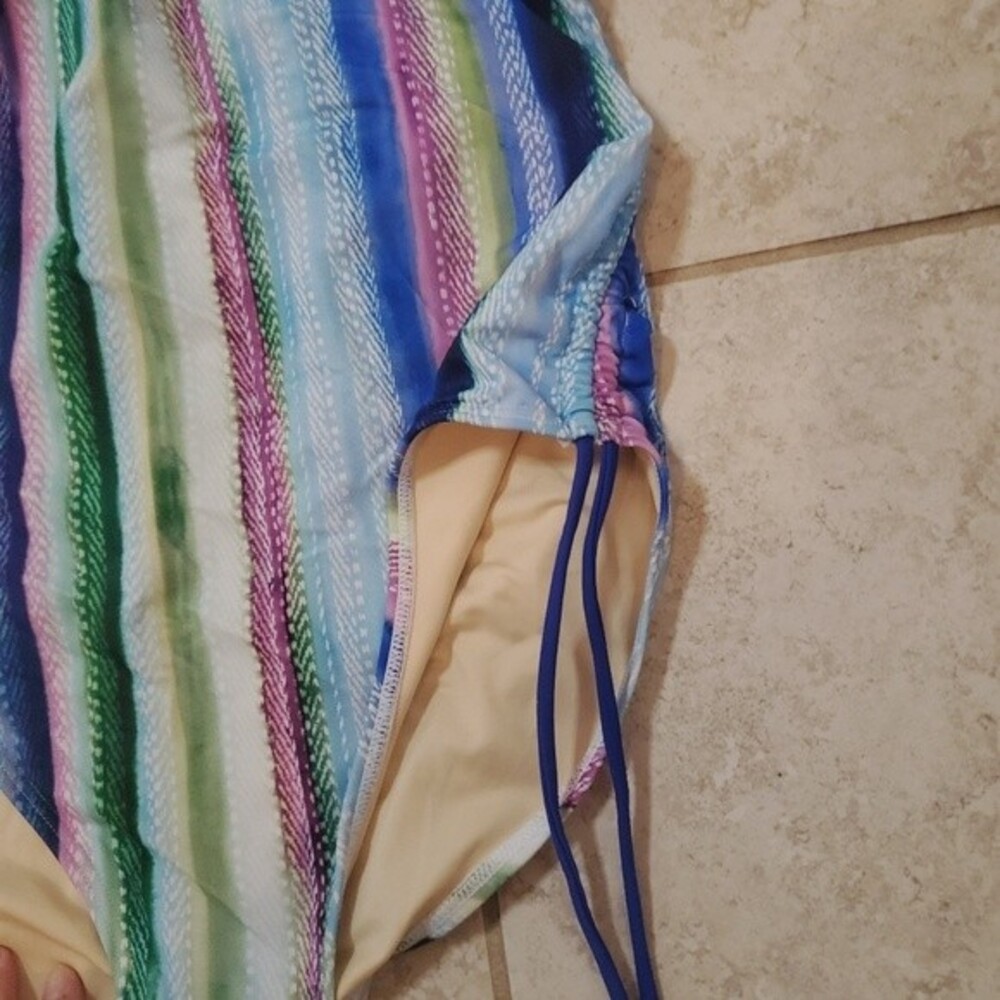 Swimsuits for all HALTER ADJUSTABLE ONE PIECE SWIMSUIT in Pastel Stripe - Picture 8 of 12